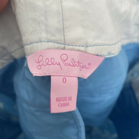 Lilly Pulitzer Brady Short Hopsa Print Seaspray Blue Drop Me A Line Sz 0 - Picture 4 of 5